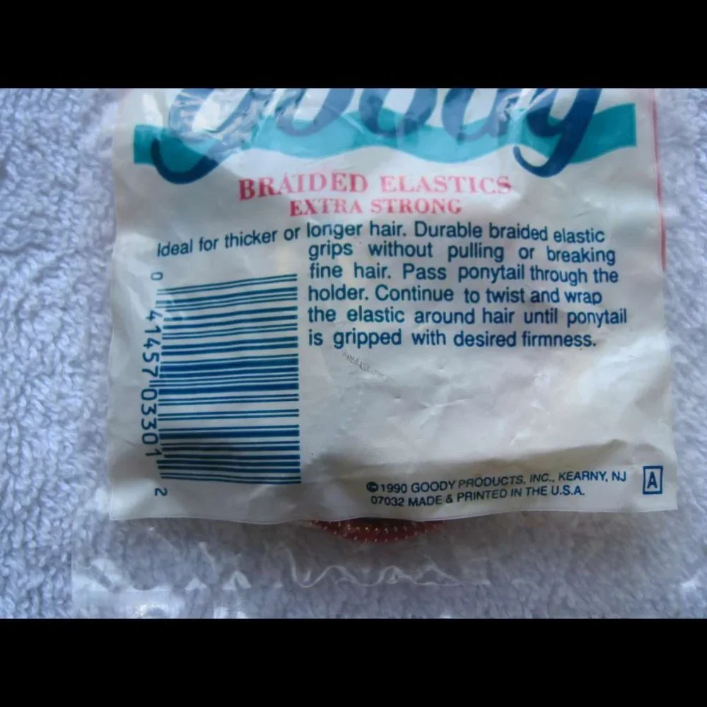6 Goody 1990 U.S.A. Tinsel Woven With Metal Elastic Hair Bands Old Formula Mylar